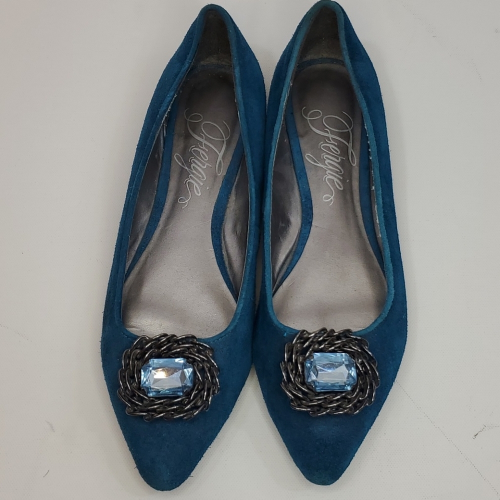 Fergie pointed toe blue suede Flats size 6 - Picture 3 of 16